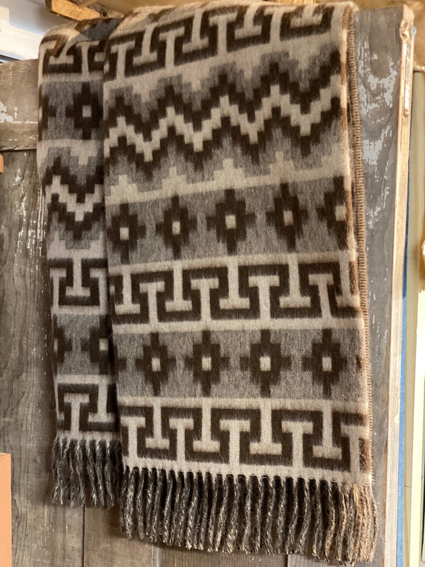 Throw Alpaca geometric brown