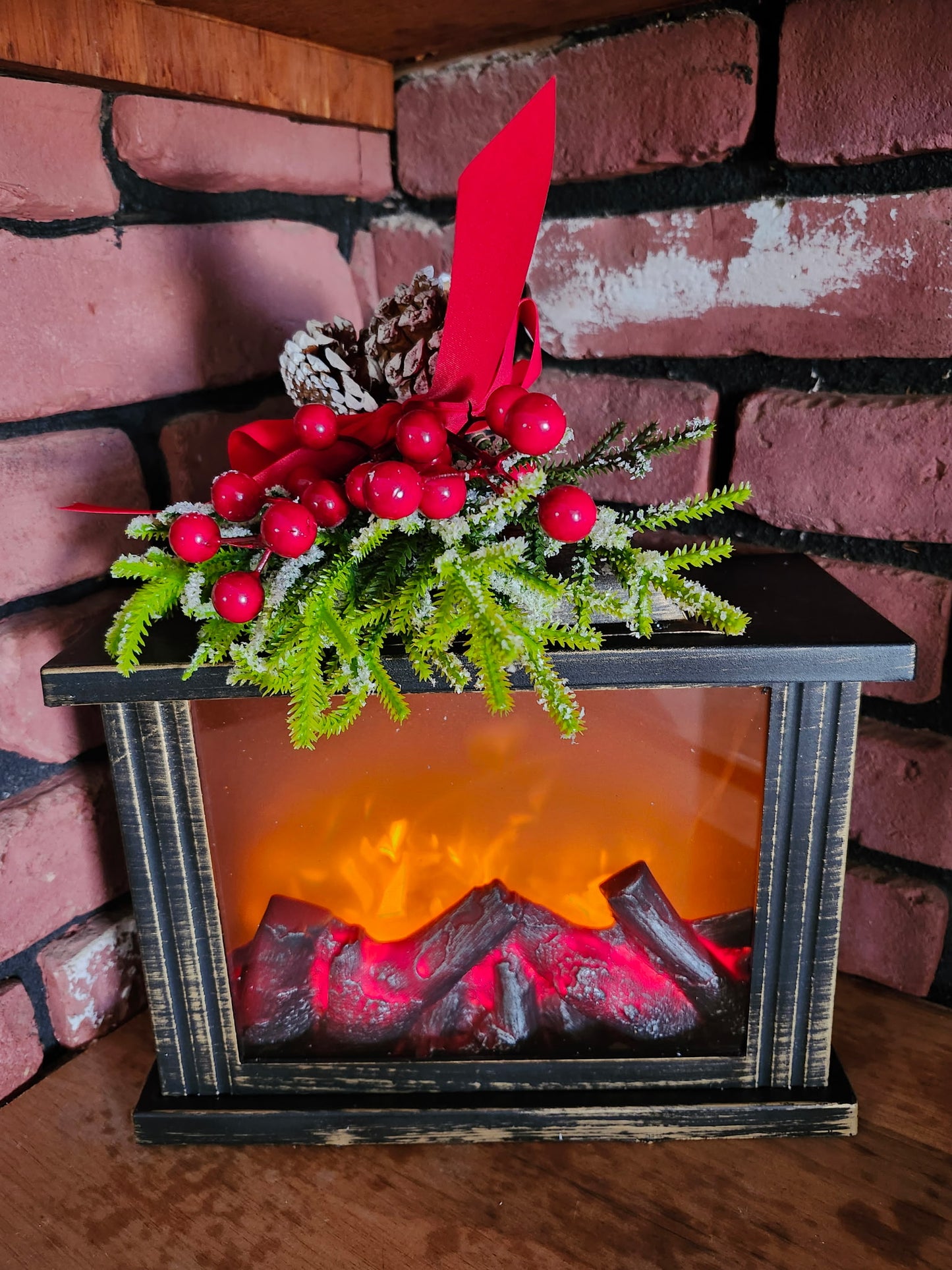 Lantern Fireplace Glow - floral