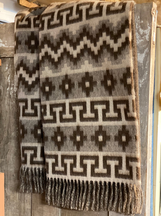 Throw Alpaca geometric brown