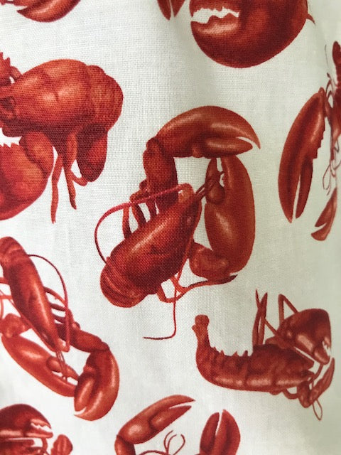 Oven Mitt Lobster handmade red on white